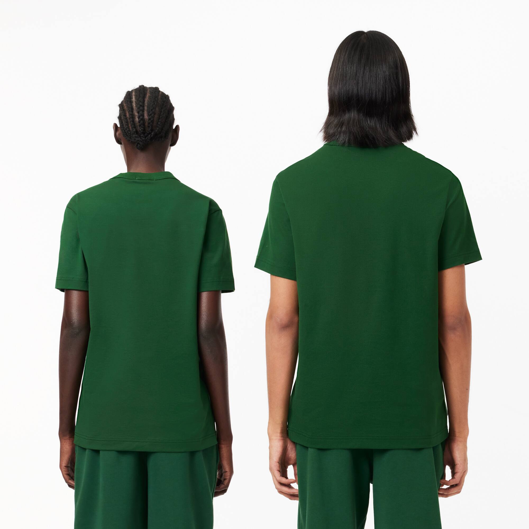 T-Shirt aus Baumwolljersey mit Piqué-Effekt mit Slogan T-Shirts - Grün - Lacoste - Unisex