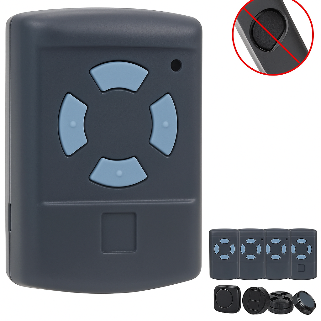 Auto KFZ 4-Befehl Garagentor Fernbedienung / Kompatibel mit Hörmann HSM4 und HSM2 / (868.3 MHz) Clonebarer Fixcode Sender / Metallgehäuse - Blau