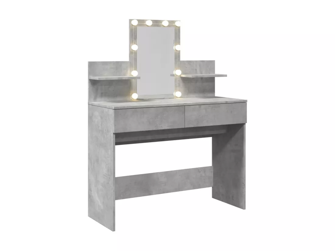 Coiffeuse avec LED gris béton 100x40x130 cm