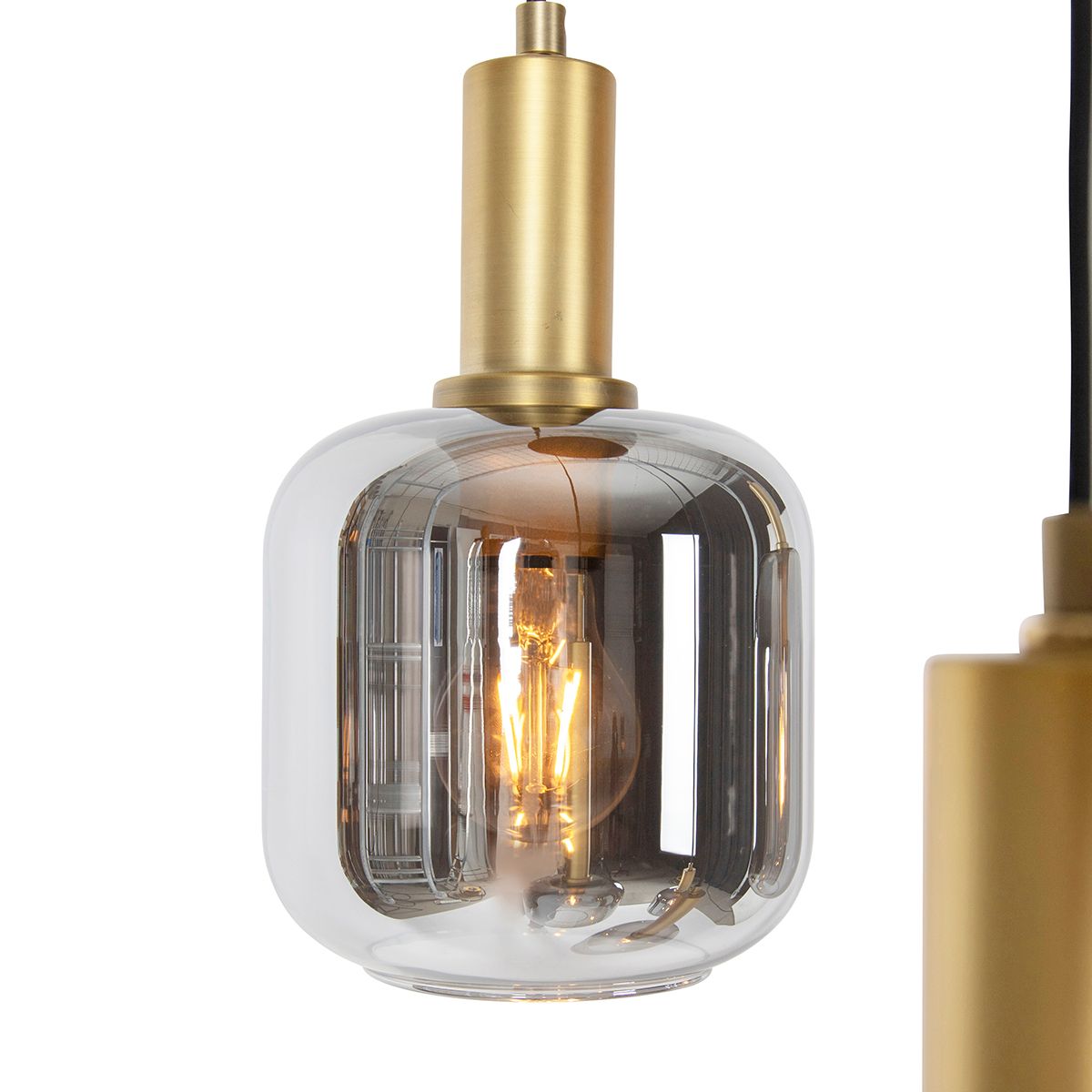 Smart hanglamp zwart met goud met smoke glas incl. 5 Wifi A60 - Zuzanna