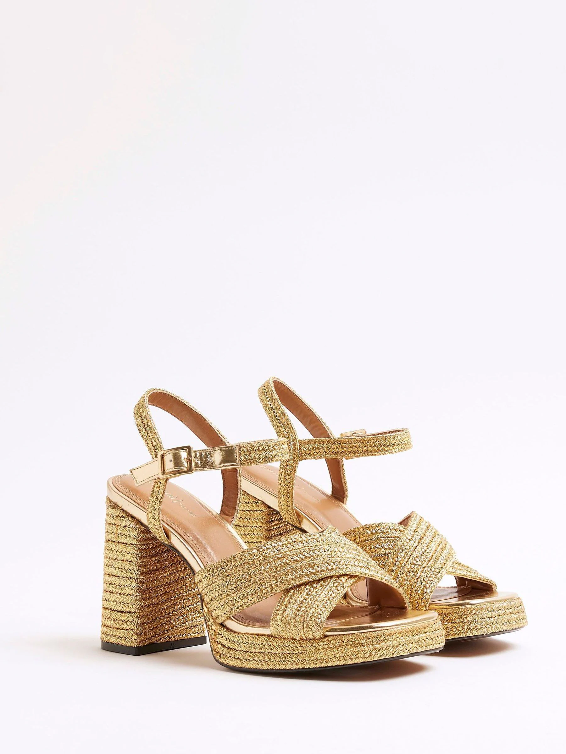 River Island Raffia Platform Heeled Sandals