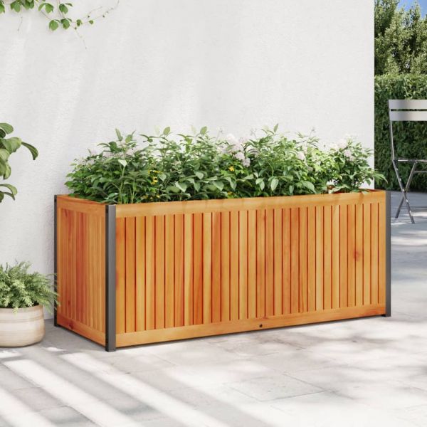 vidaXL Vaso/floreira de Jardim 110x45x44 cm Acácia Maciça e Aço - 979385122