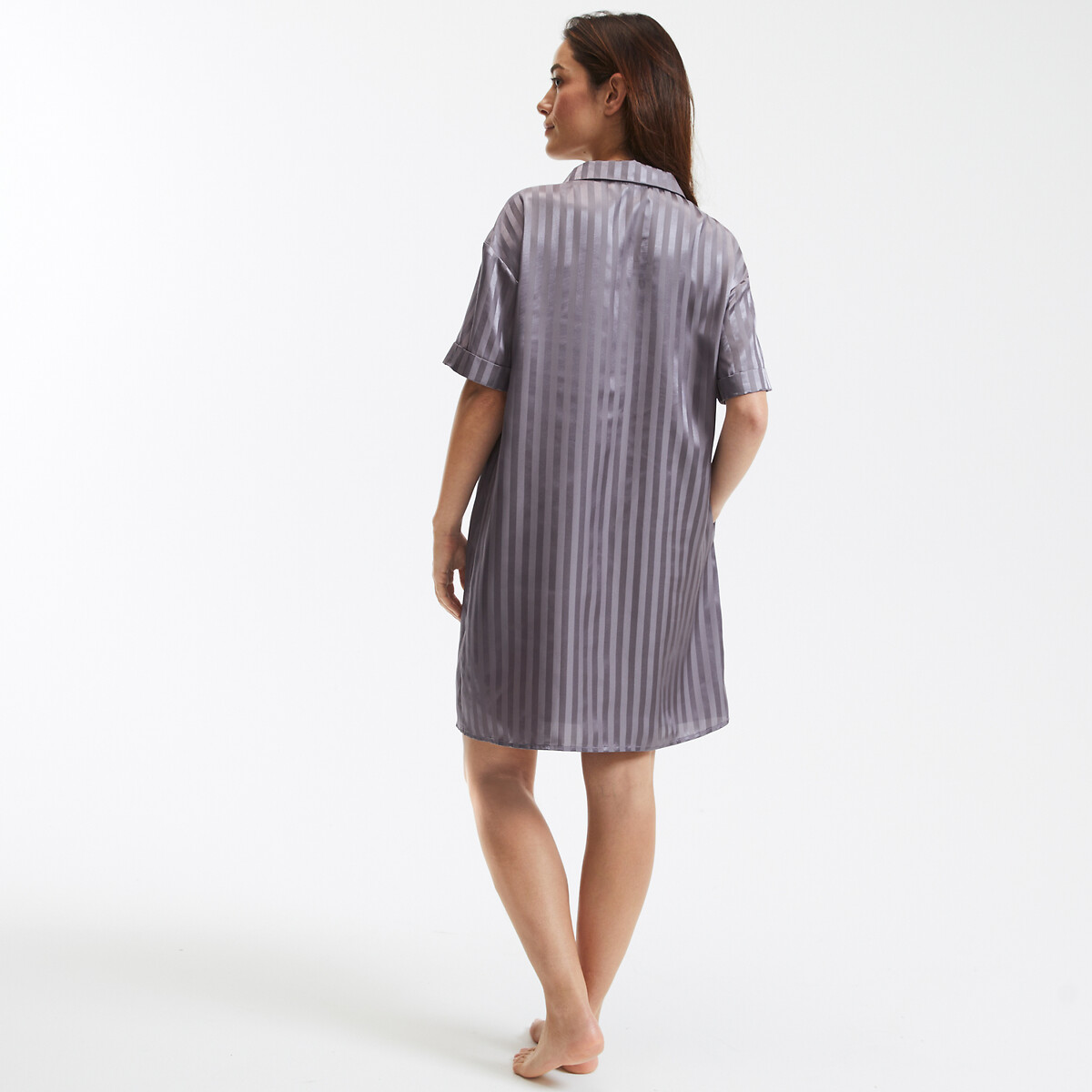 COLEÇÃO LA REDOUTE<br>Camisola de cetim listrada, mangas curtas