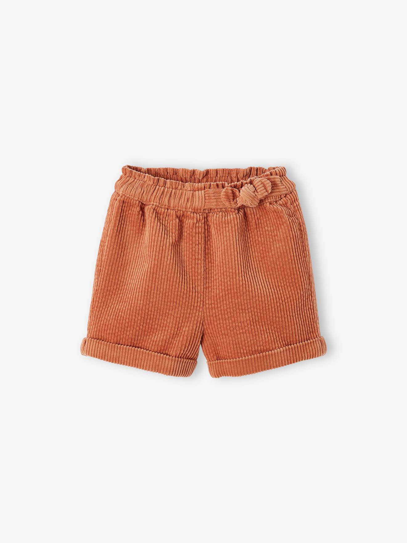 Shorts de veludo cotelê cor ferrugem para bebês