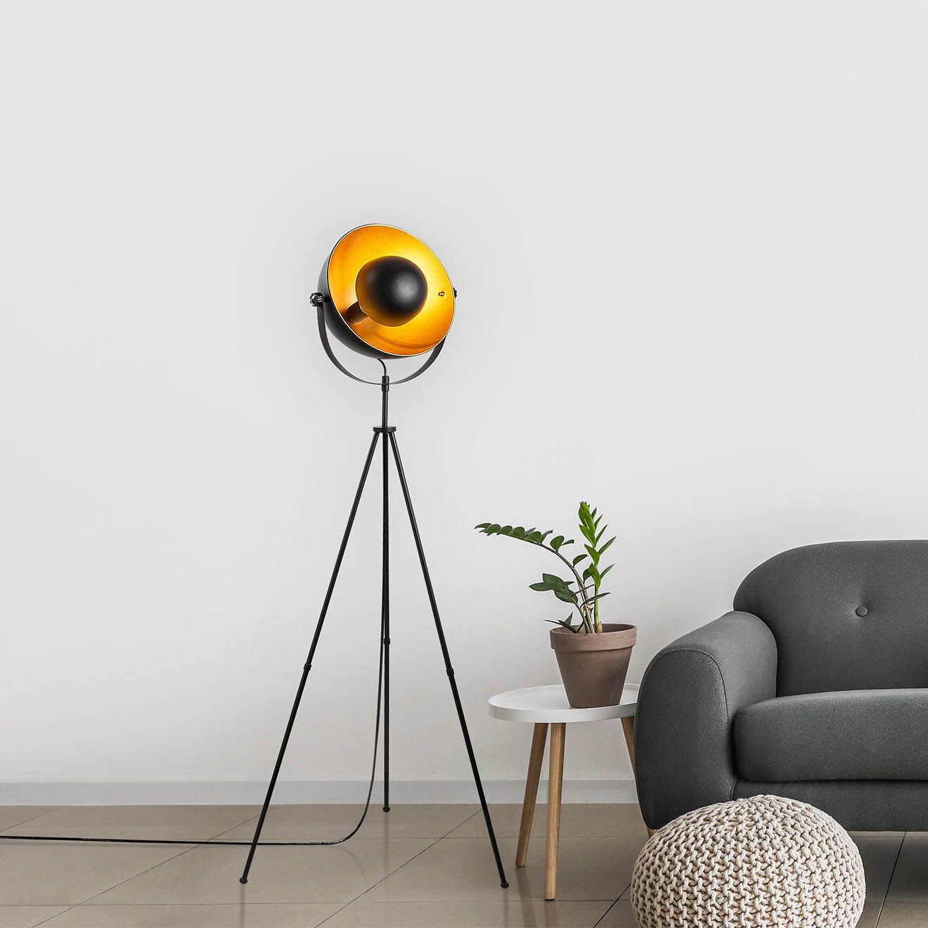 Opviq Lampadaire Mixed noir - 62x45x160 cm