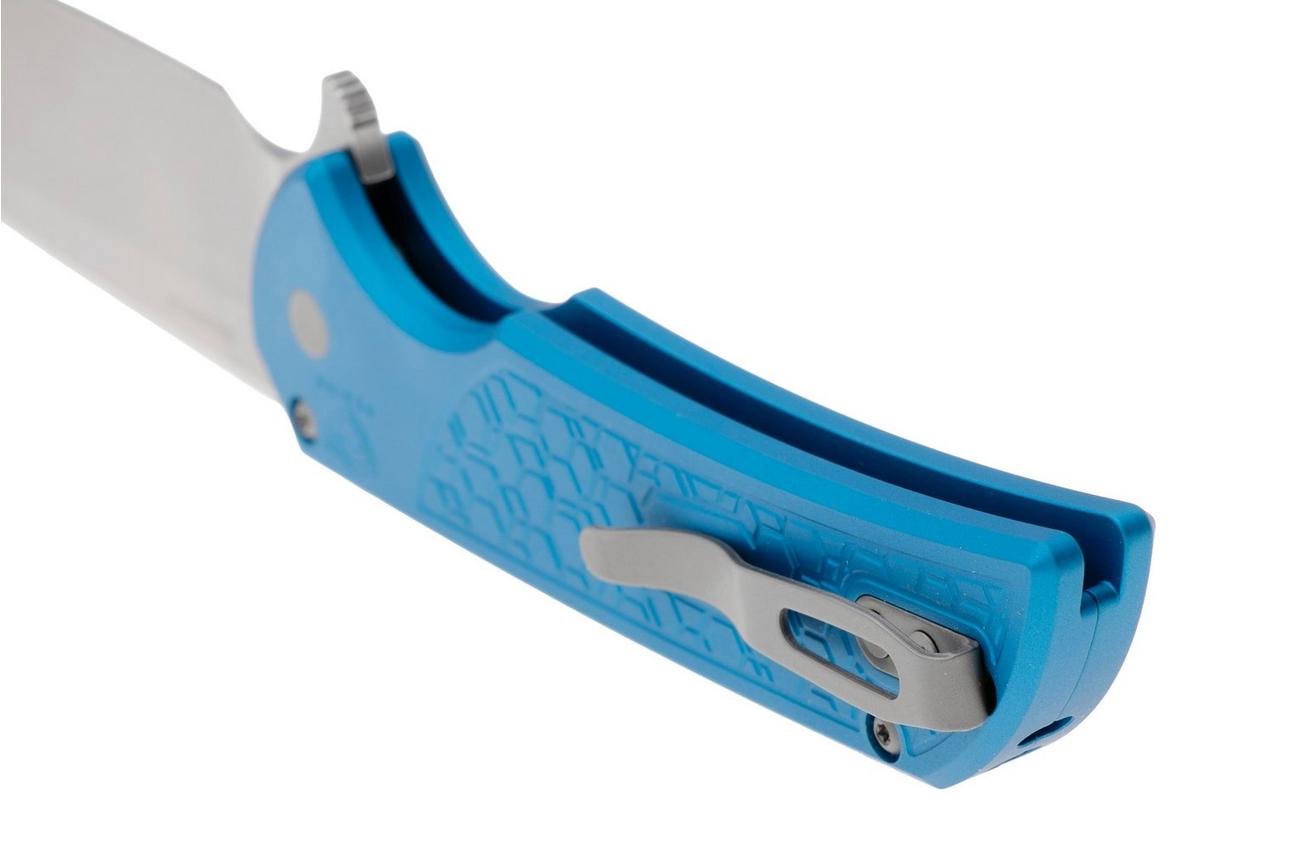 Pro-Tech Mordax MX105, Stonewashed MagnaCut, Blue Gridlock Textured Aluminum, zakmes