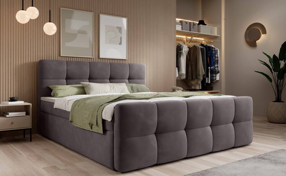 luxusbetten24 Boxspringbett Cozy Samt mit Stauraum