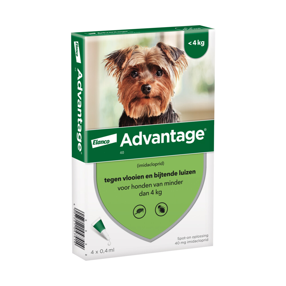 Advantage Anti Vlooiendruppels 40 Hond 1,5 - 4 kg4 pipetten