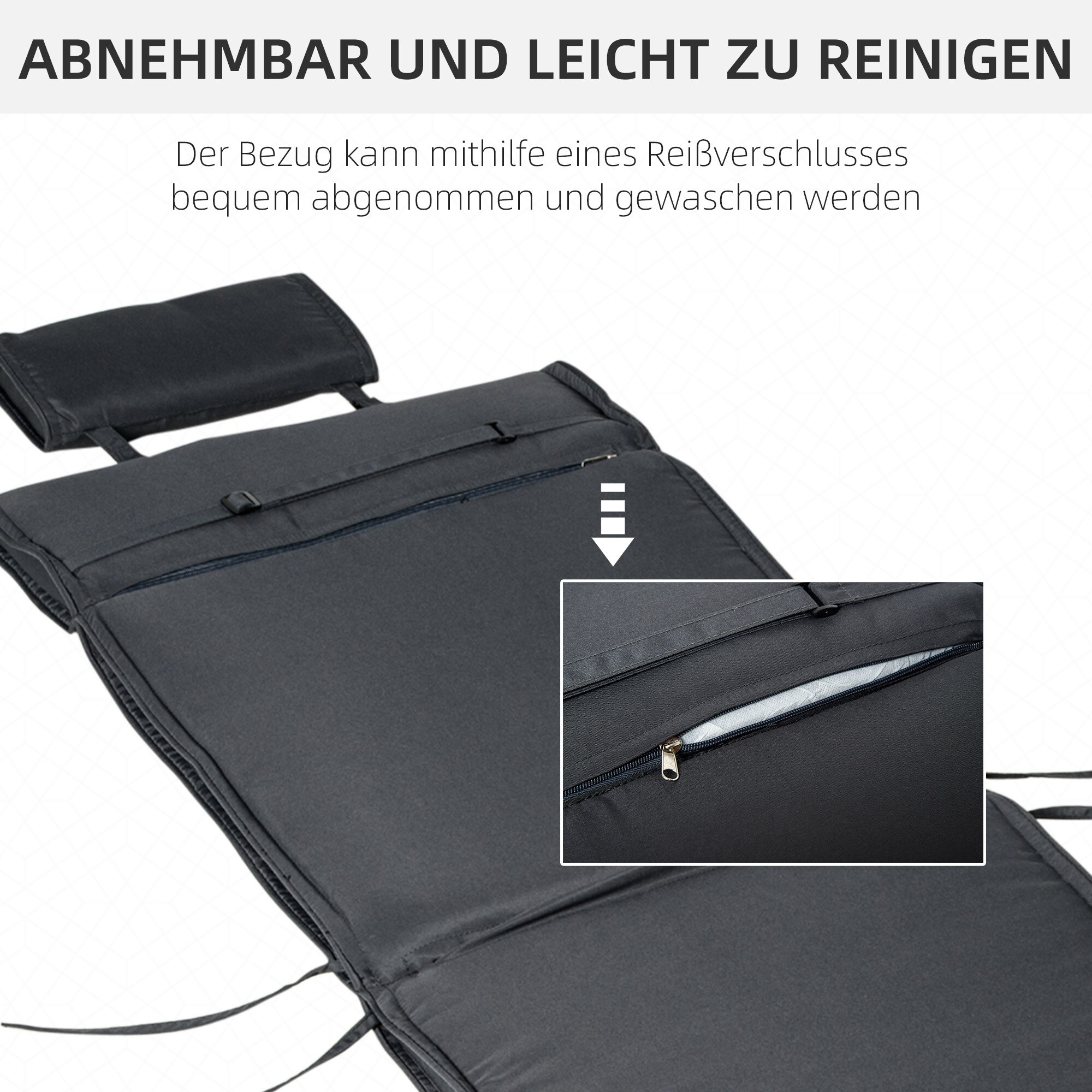 Outsunny Liegenauflage mit Kopfkissen 198 x 53 x 5 cm (LxBxH)