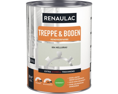 RENAULAC houtlak voor trappen en vloeren, satijnglans, lichtgrijs, 2,5 L