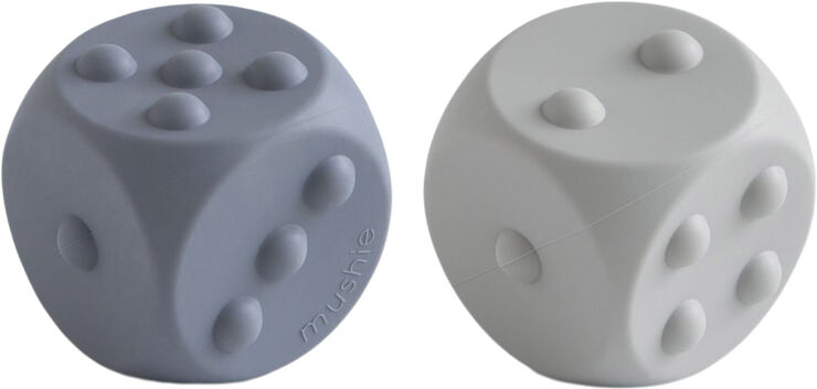 Mushie Mushie terning sanselegetøj i 2-pak - Dice Press Tradewinds/Stone Tradewinds/stone