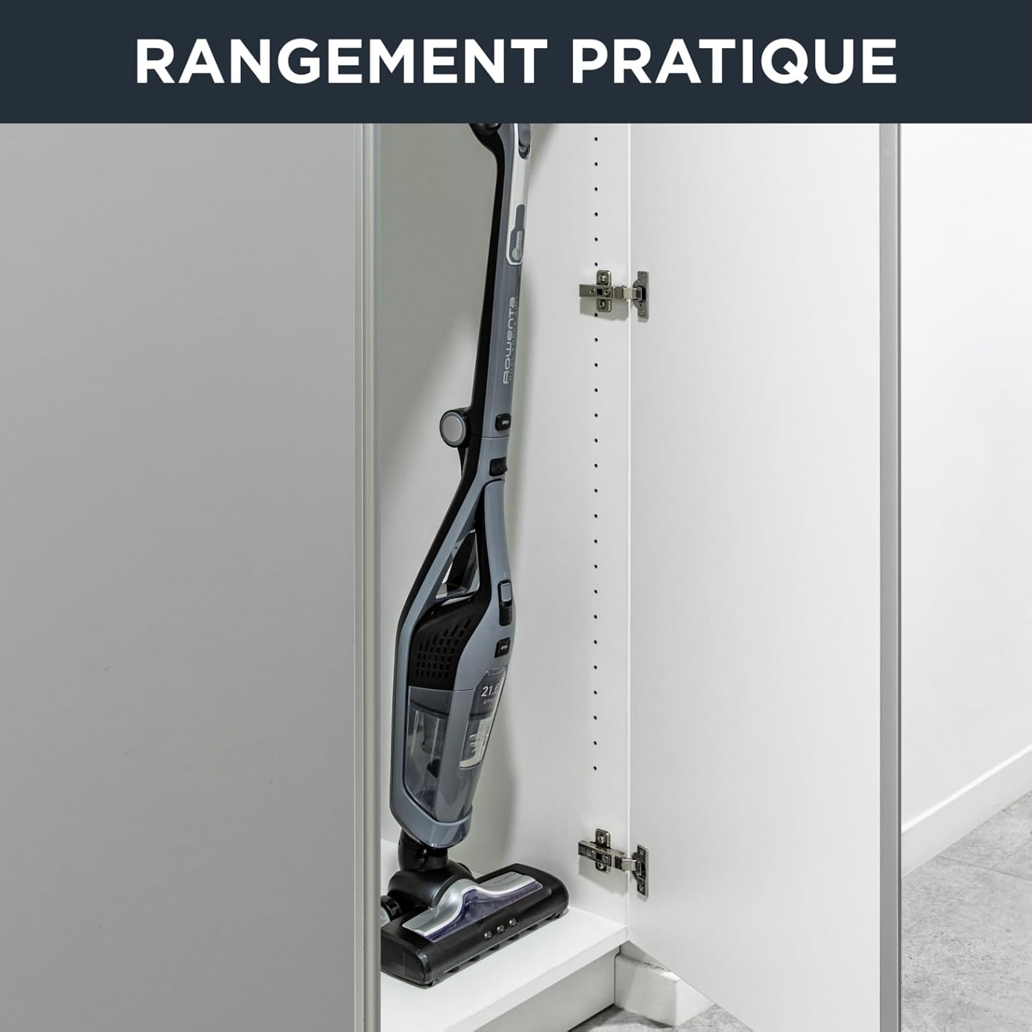 Rowenta RH6756 Dual Force 2-in-1-kabelloser Akku-Stabstaubsauger | mit integriertem Handstaubsauger | Saugkopf mit LED Beleuchtung | sehr leicht | 45 Minuten Akku-Laufzeit | Grau