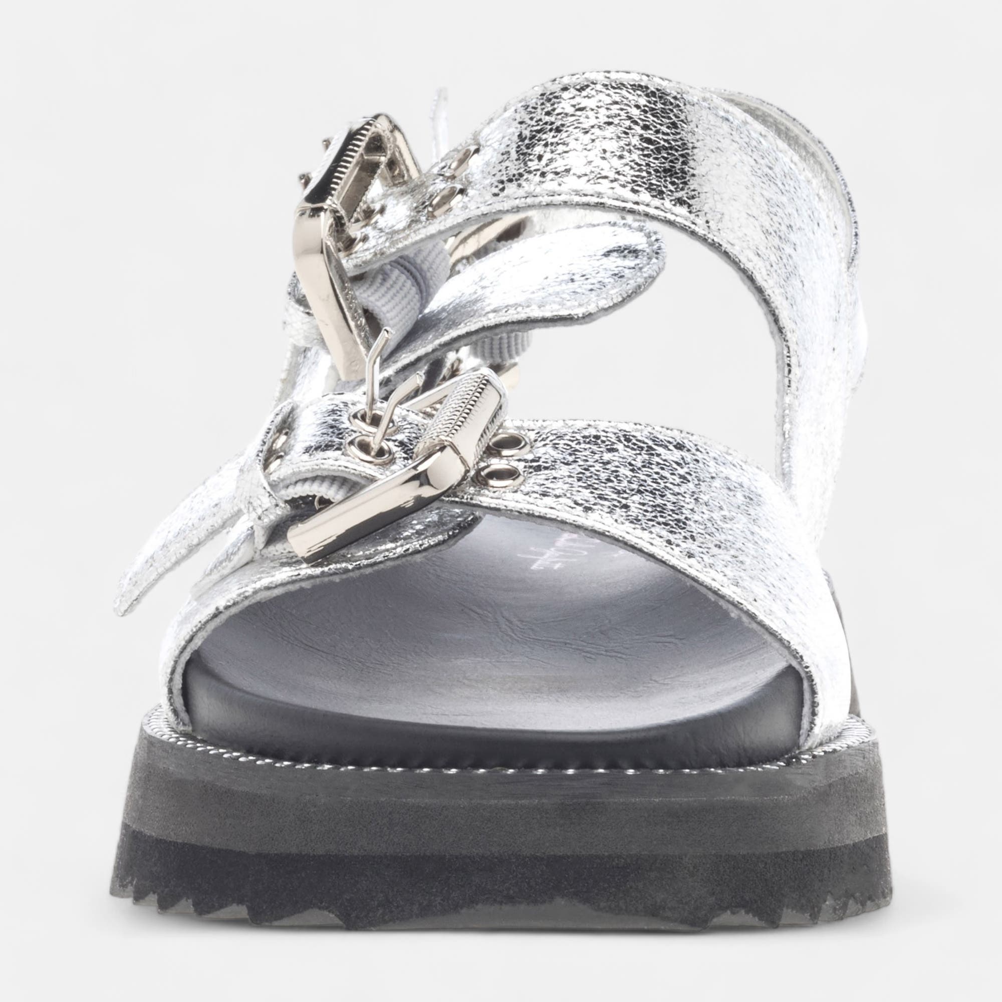 Sandales Fille en cuir argent