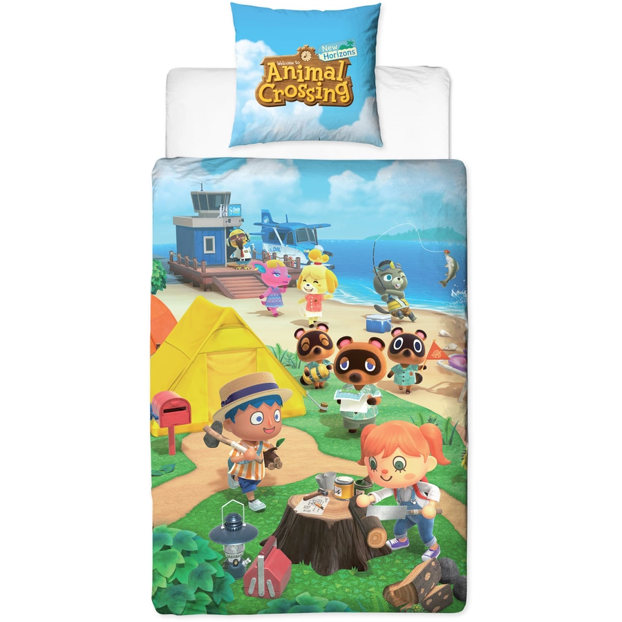 MTOnlinehandel Bettwäsche Animal Crossing Jungen und Mädchen, 80x80 + 135x200 cm Nintendo Animal Crossing