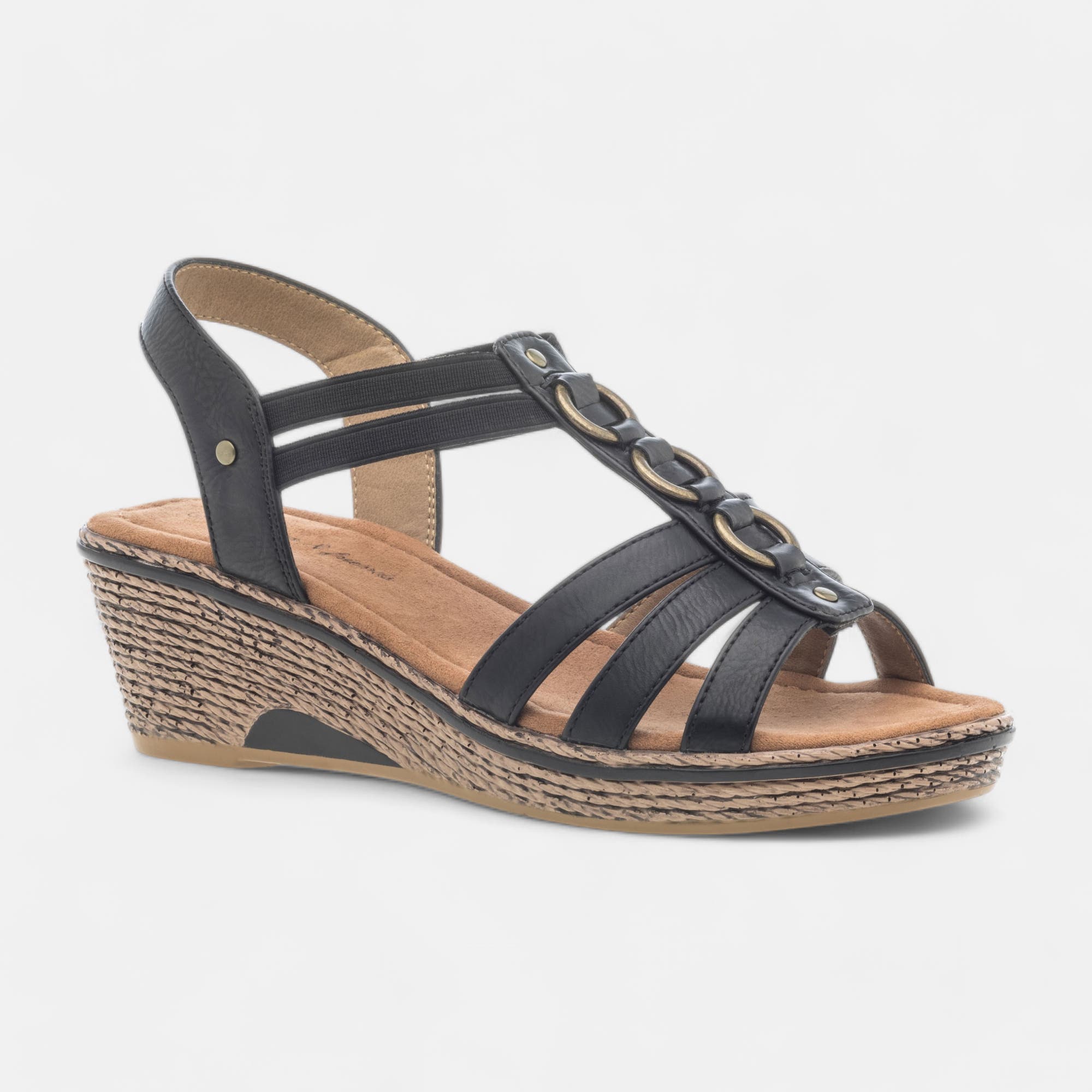 Sandales à talon compensé Femme noir
