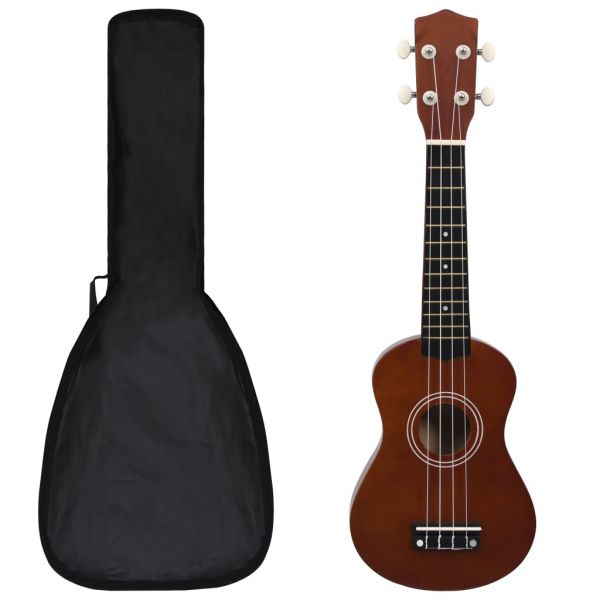 Conjunto Ukulele Soprano Infantil C/ Saco Madeira Escura 21