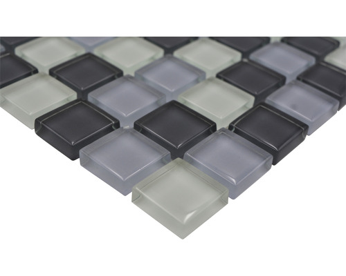 Glasmozaïek XCM 8125 30,2x32,7 cm grijs/zwart/wit
