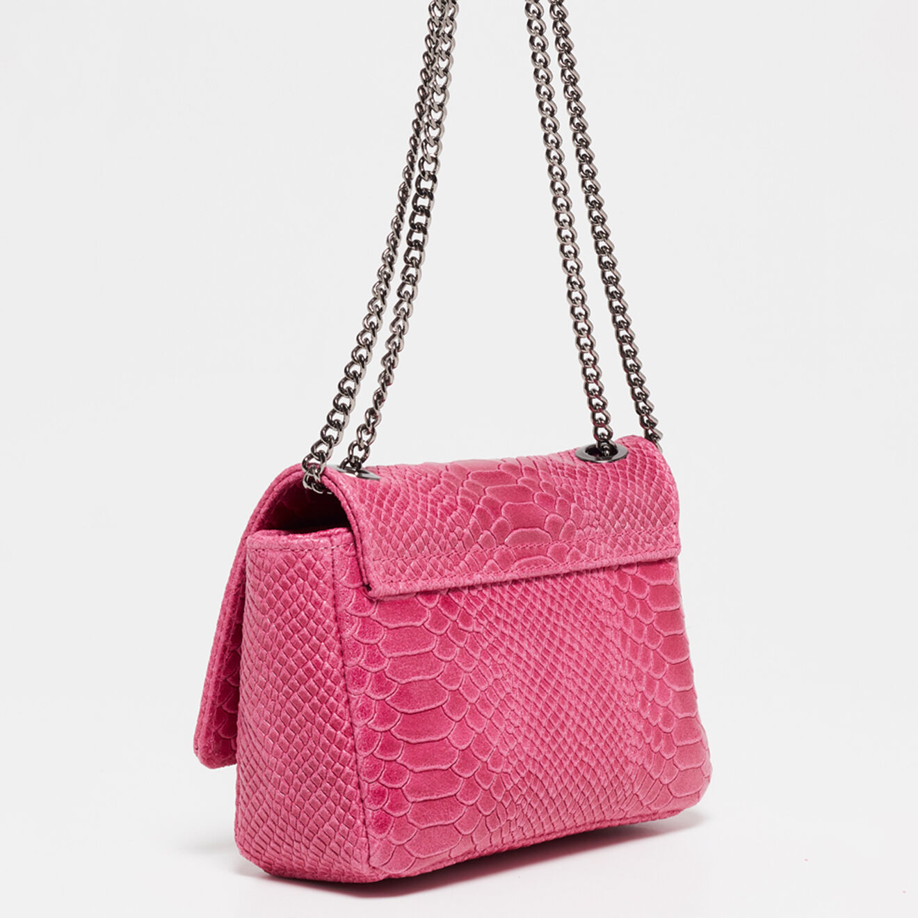 1987 by Abaco Sac bandoulière en Cuir croco Kate fushia - 21x15x7 cm