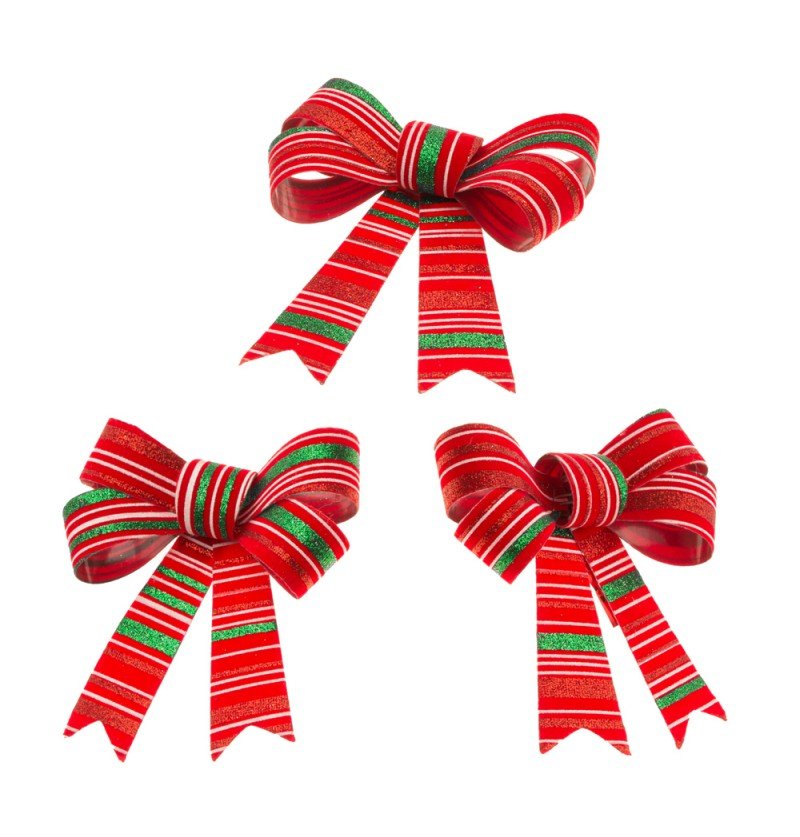 Rood Groene Strik Gestreept 13cm