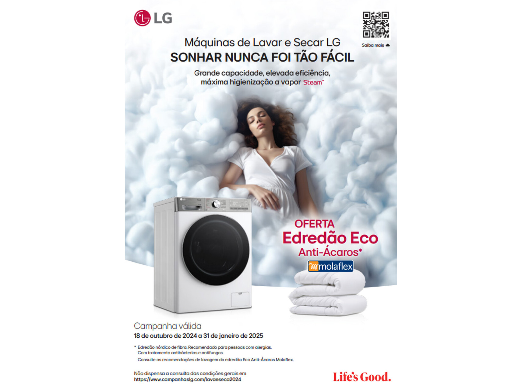MÁQUINA DE LAVAR E SECAR LG F4DR5011S6W LAVA 11KG SECA 6KG