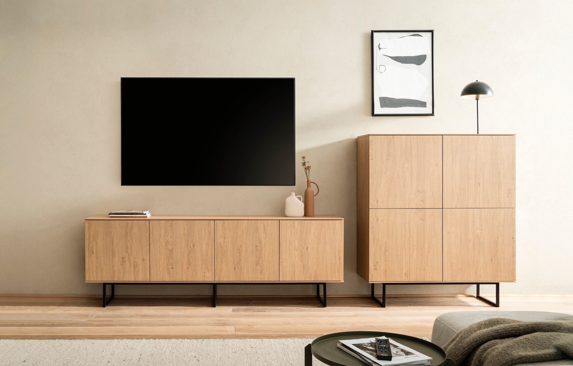 Home affaire Lowboard »Lund, moderner TV-Unterschrank, Kommode mit Kufengestell« ausreichend Stauraum, vielseitig einsetzbar, 200 cm breit
