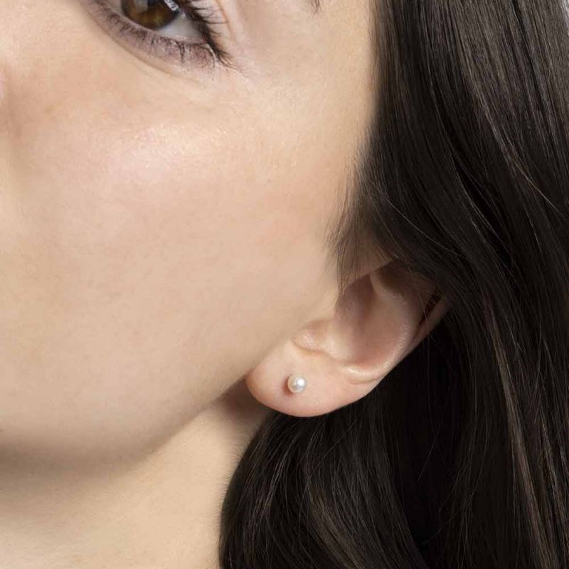 Boucles d'oreilles Or Blanc  et Perle
