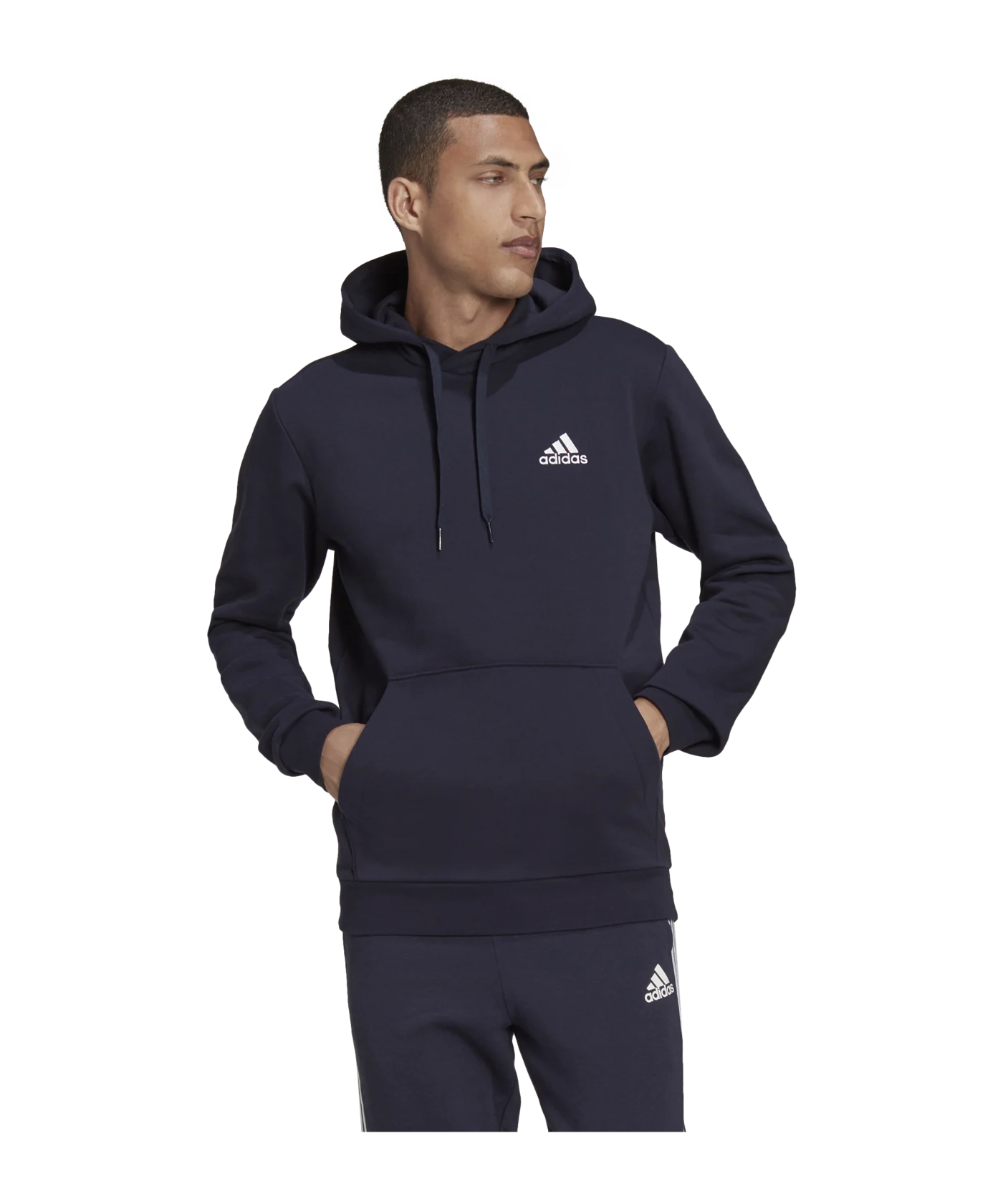 adidas Essentials Fleece Hoody Blau Weiss