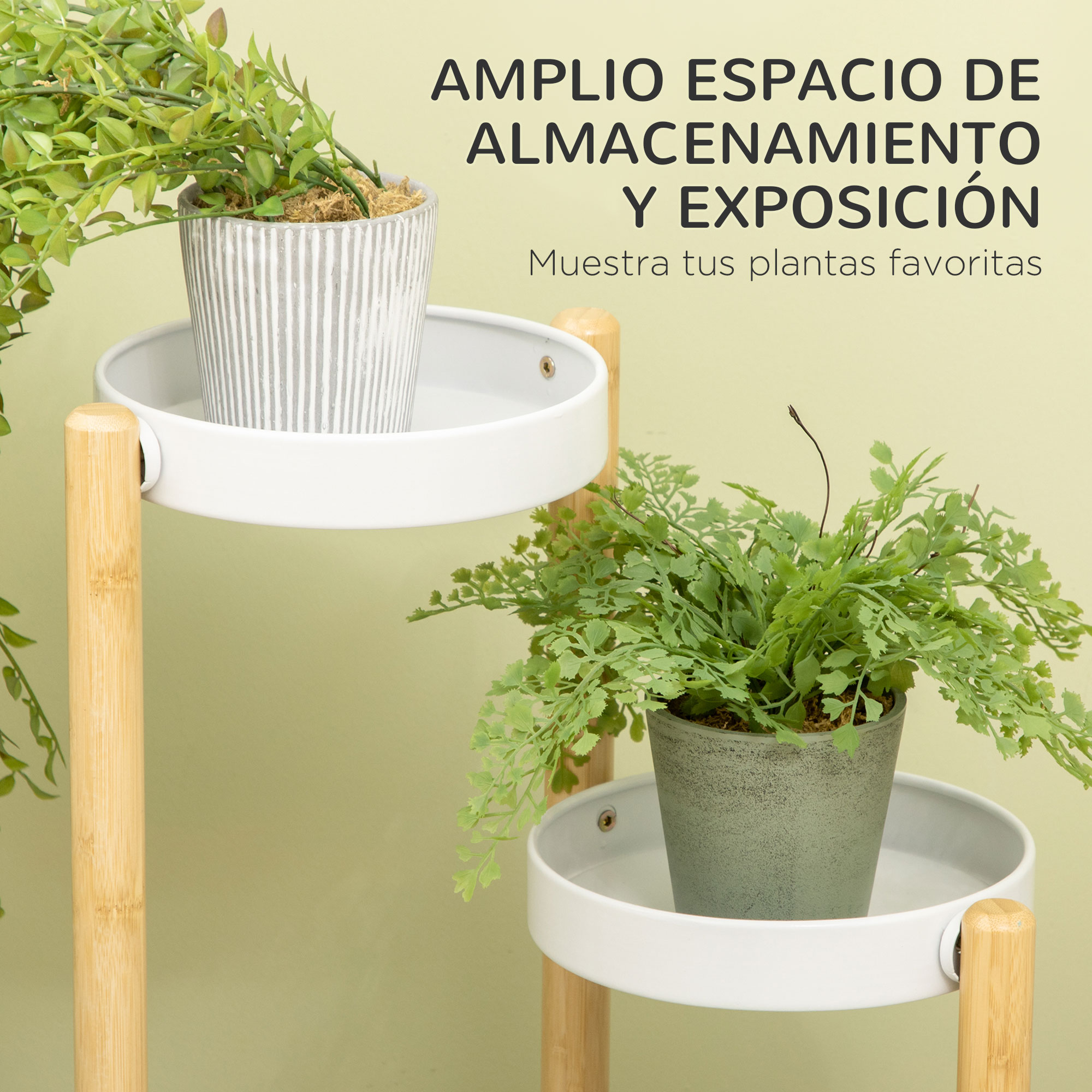 Suporte para plantas Outsunny Natural e Branco