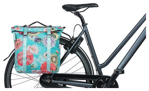 BASIL Double Pannier Bloom Field Double Mik 35 Litres 30 X 15 X 33 Cm - Bleu