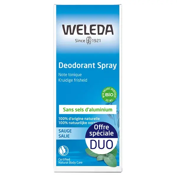 Desodorante orgânico Weleda Sage, pacote com 2 unidades de 100ml