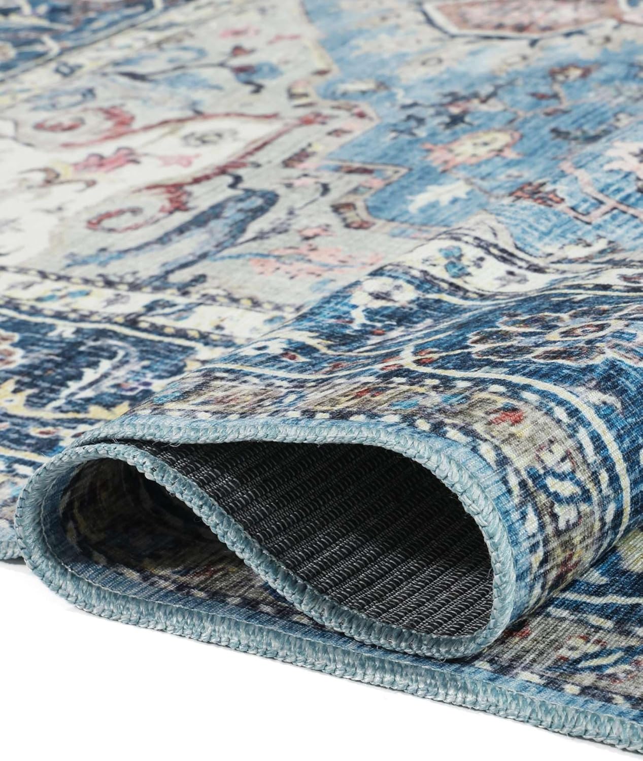 RugVista Georgia Oriental, Teppich, Moderne Teppiche, 230 x 160 cm, Rechteckig, Mittlerer Stapel, Wohnzimmer, Schlafzimmer, Maschinenwäsche, Oeko_tex_100, Blau/Multi