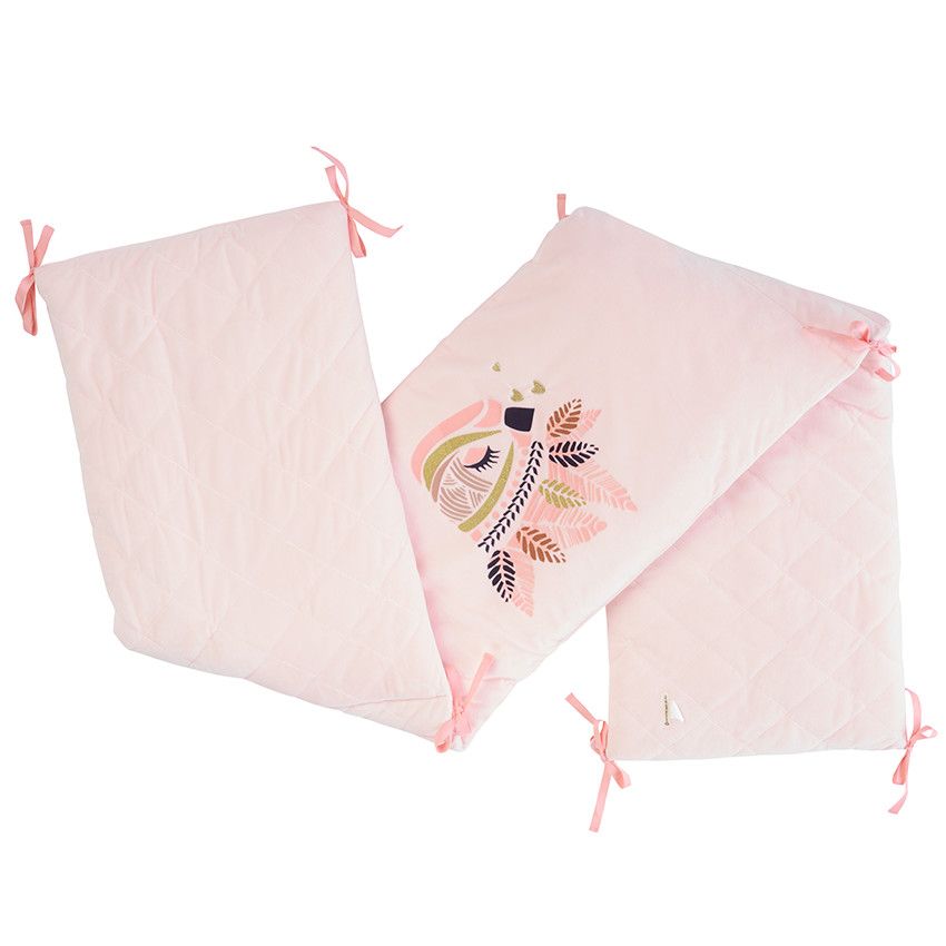 Tour de lit 3 pans motif esprit ethnique - Rose