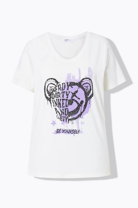 T-Shirt, Boxy Fit, Teddy-Motiv, Halbarm