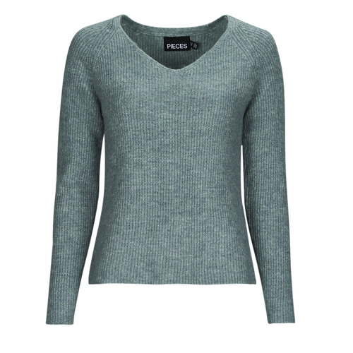 Pieces - PCELLEN LS V-NECK KNIT NOOS BC - Vert