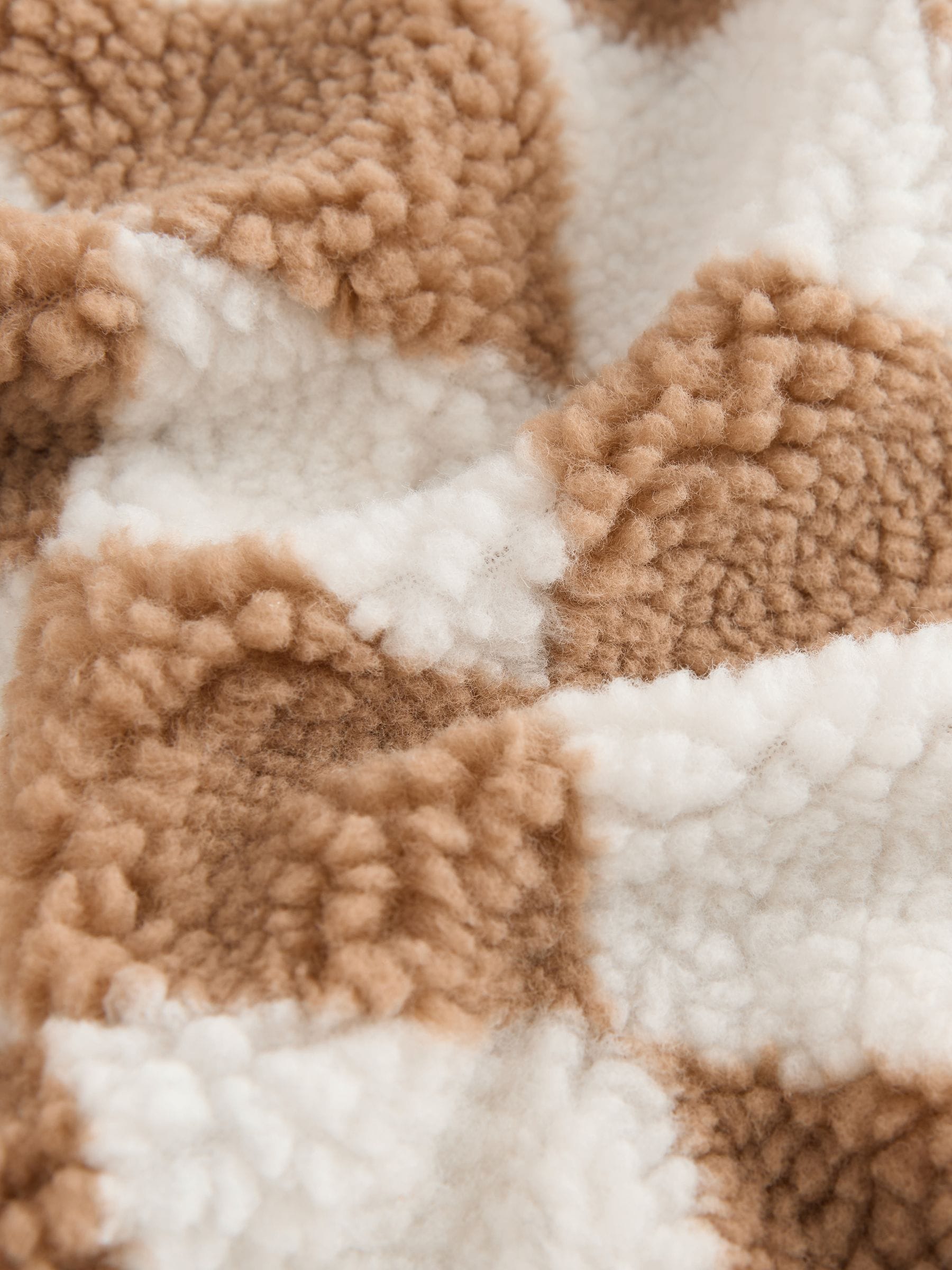 Naturel/bruin Harlequin - Fleece shacket van borg (3 mnd - 7 jr)