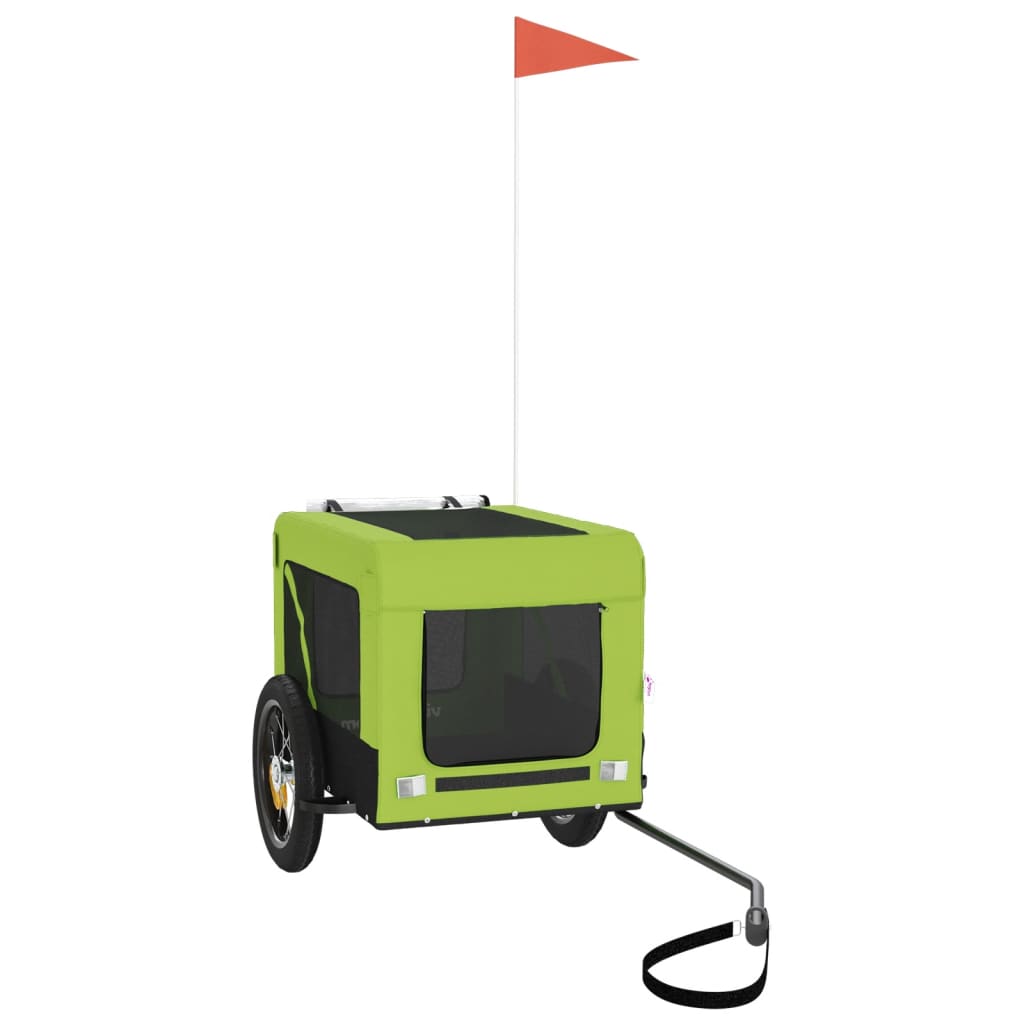 Reboque para cães para bicicleta vidaXL, ferro, tecido Oxford, verde/preto