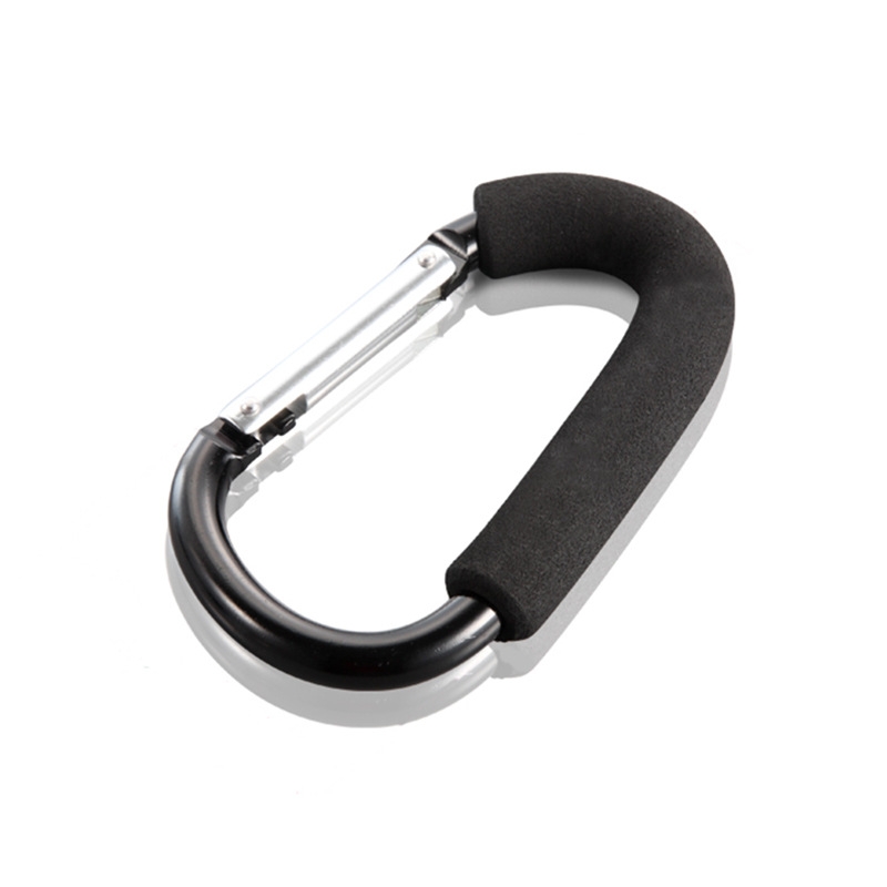 (16cm) Aluminium XXL Karabiner Haken Aufhänger Kinderwagen-Haken - Schwarz