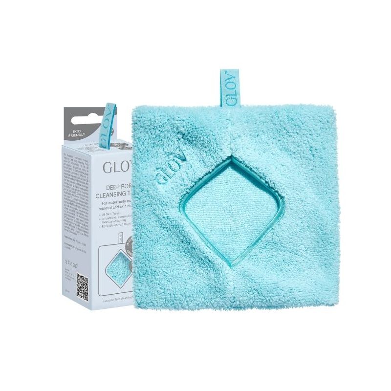 Gant serviette démaquillant réutilisable bleu Glov