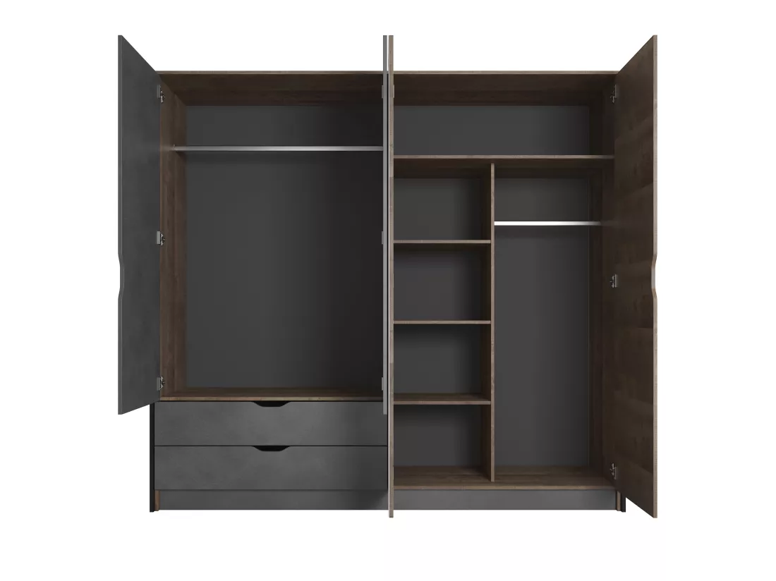 Armoire à portes battantes ARDEN LED 220x57x205 Crème & Gris