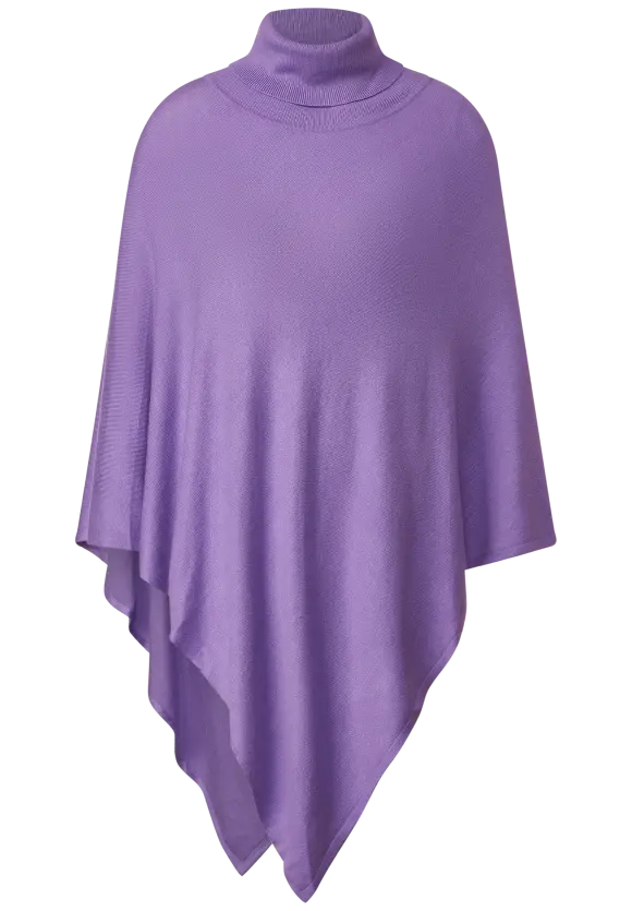 Strickponcho mit Rollkragen - lupine lilac