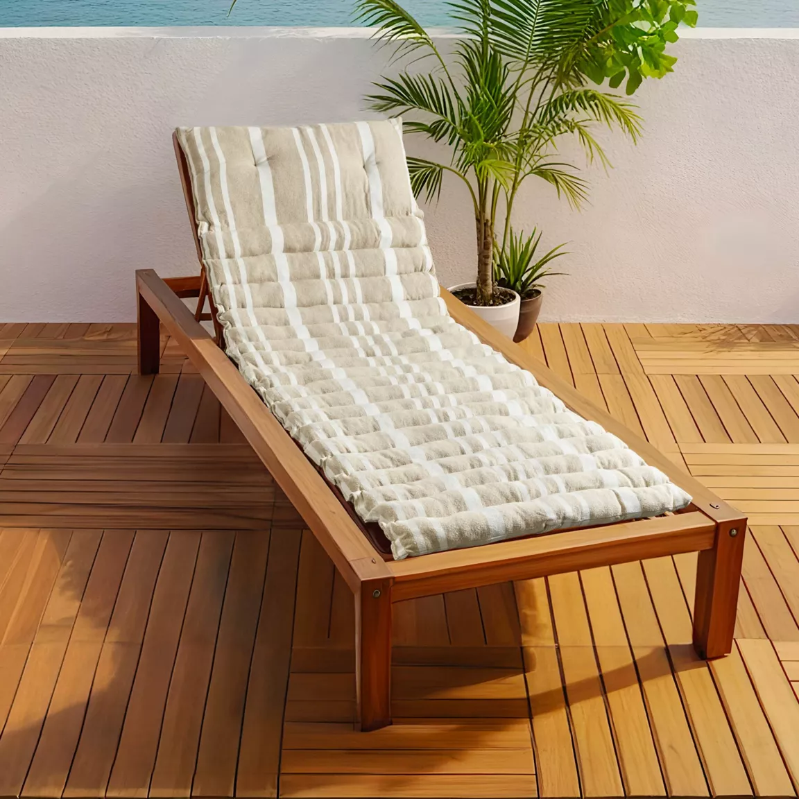 Coussin de transat enroulable (180 x 60 cm) Nautira Ecru