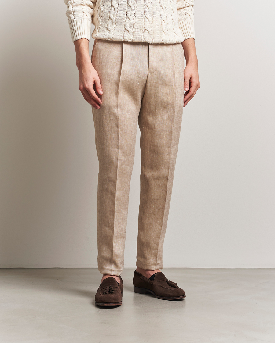 PT01 Gentleman Fit Linen Trousers Light Beige