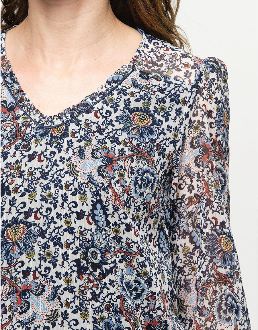 Blouse motifs fleurs