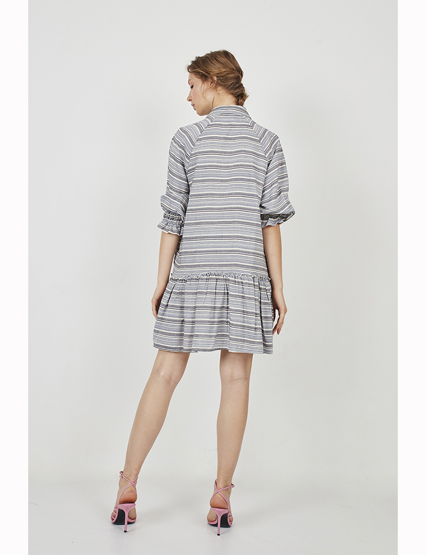 Short Flowing Dress Grey Stripes