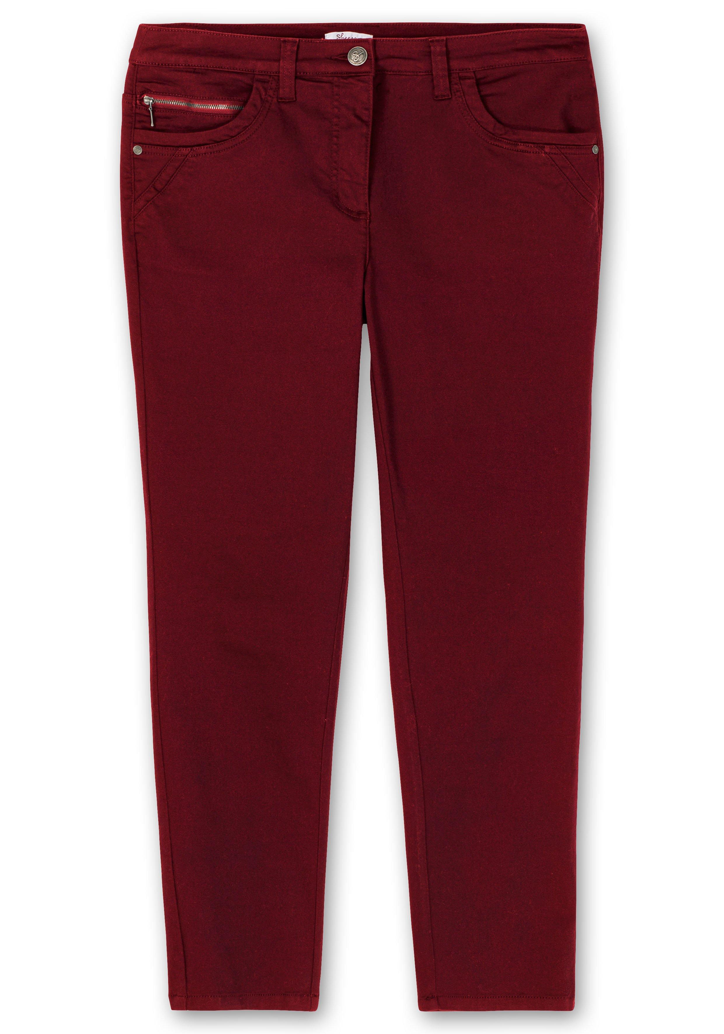 Schmale Twillhose im 5-Pocket-Stil, mit Ziernähten