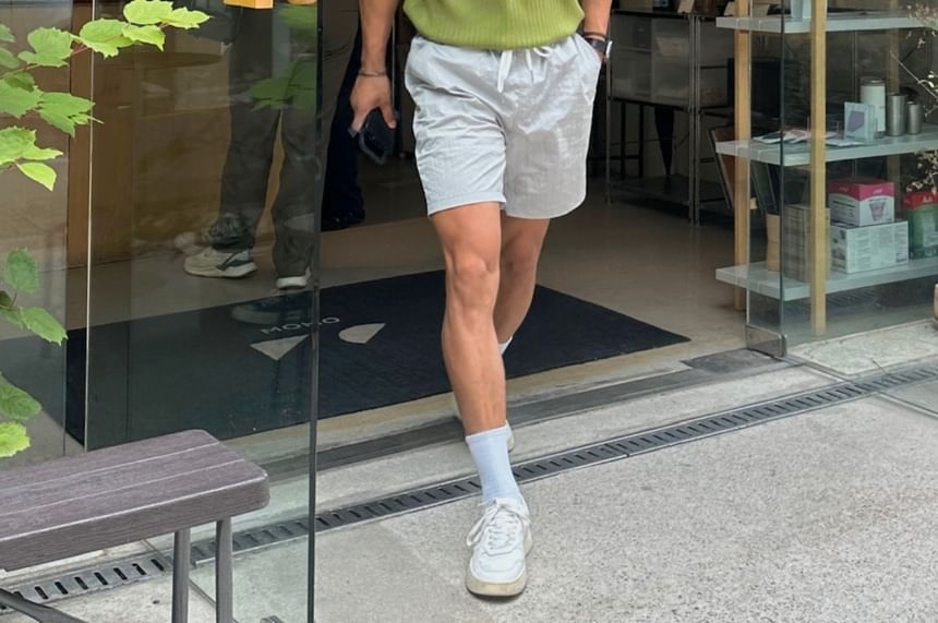 SeoulPop - Effen gebreide top met korte mouwen
