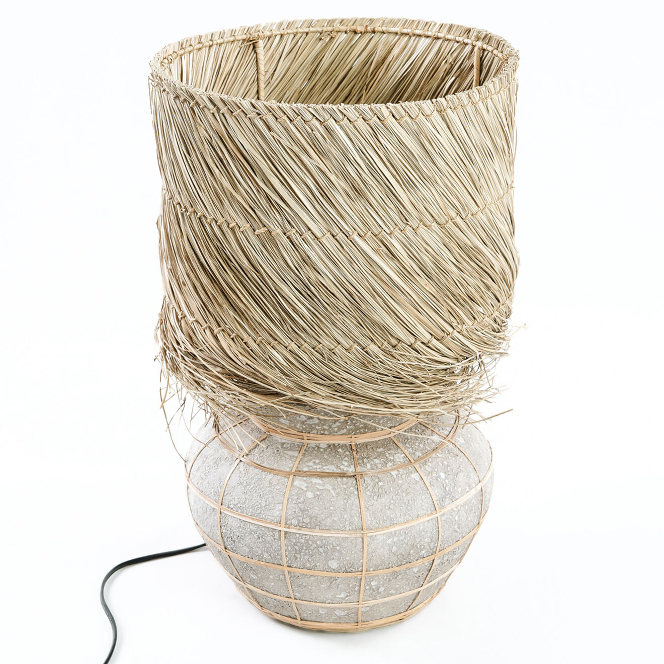 Bazar Bizar Lampe à poser Lipsi gris/naturel - 30x30x48 cm