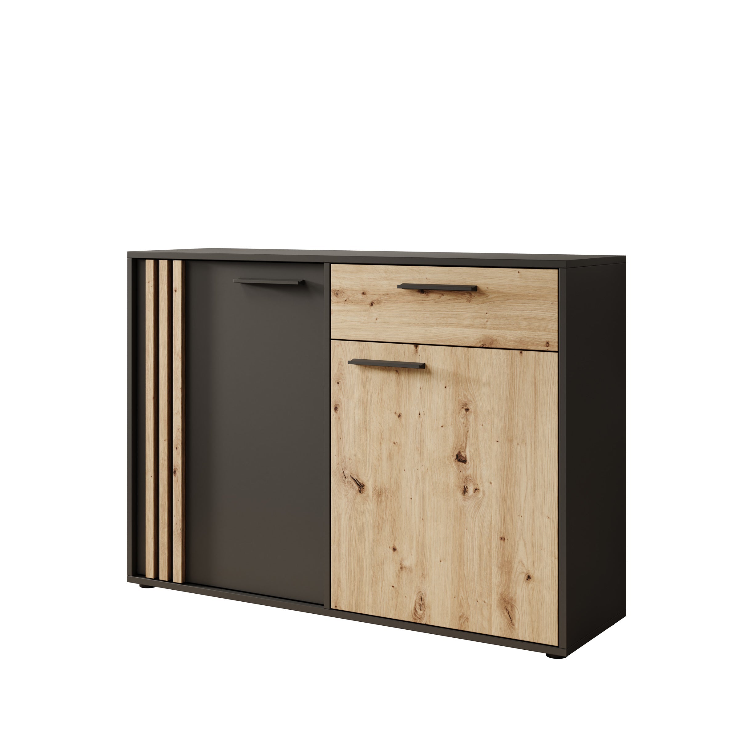 Meubella - Clover - Dressoir - Eiken|Zwart - 116x34x82 cm