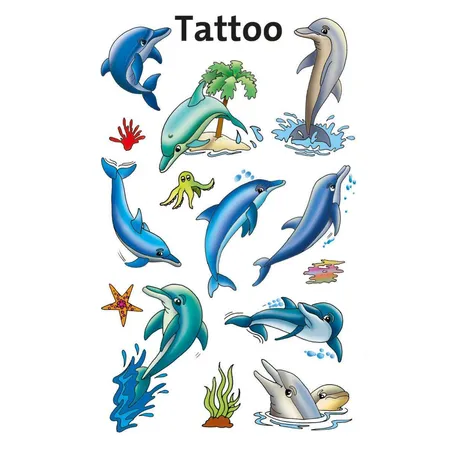 Avery Zweckform Z-Design 56439 Kinder Tattoos, Delfine, 13 Aufkleber
