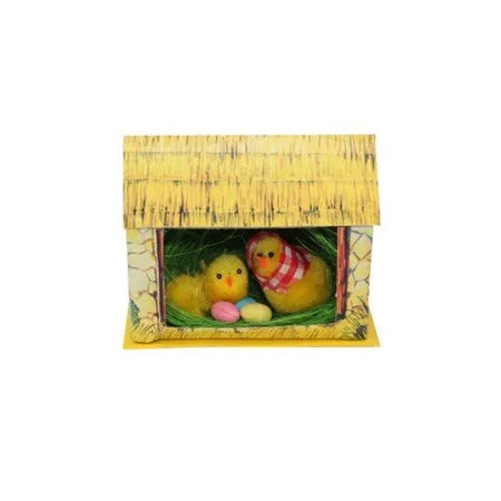 Idena Deko Osterhaus mit Chenille Küken, gelb